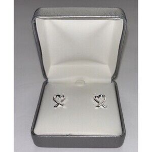 Sterling Silver Heart Ribbon Stud Earrings